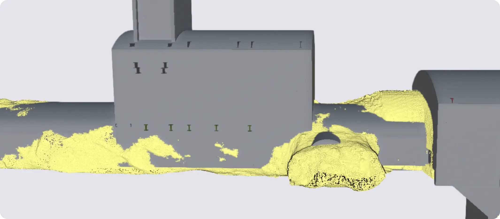 Комплекс загрузки скипа. Облако точек - сравнение проекта с фактом